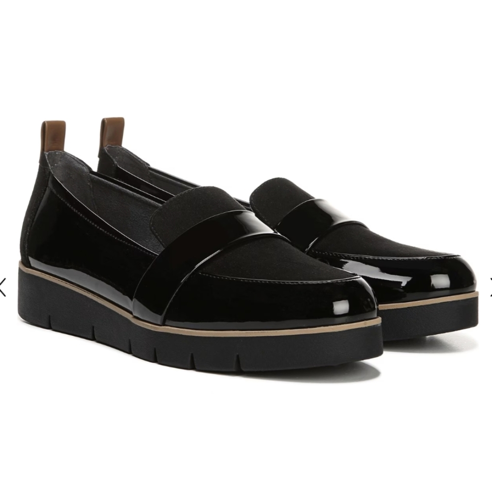 Dr. Scholl's Webster Black Patent Microfiber Loafers Womens Size 7.5W